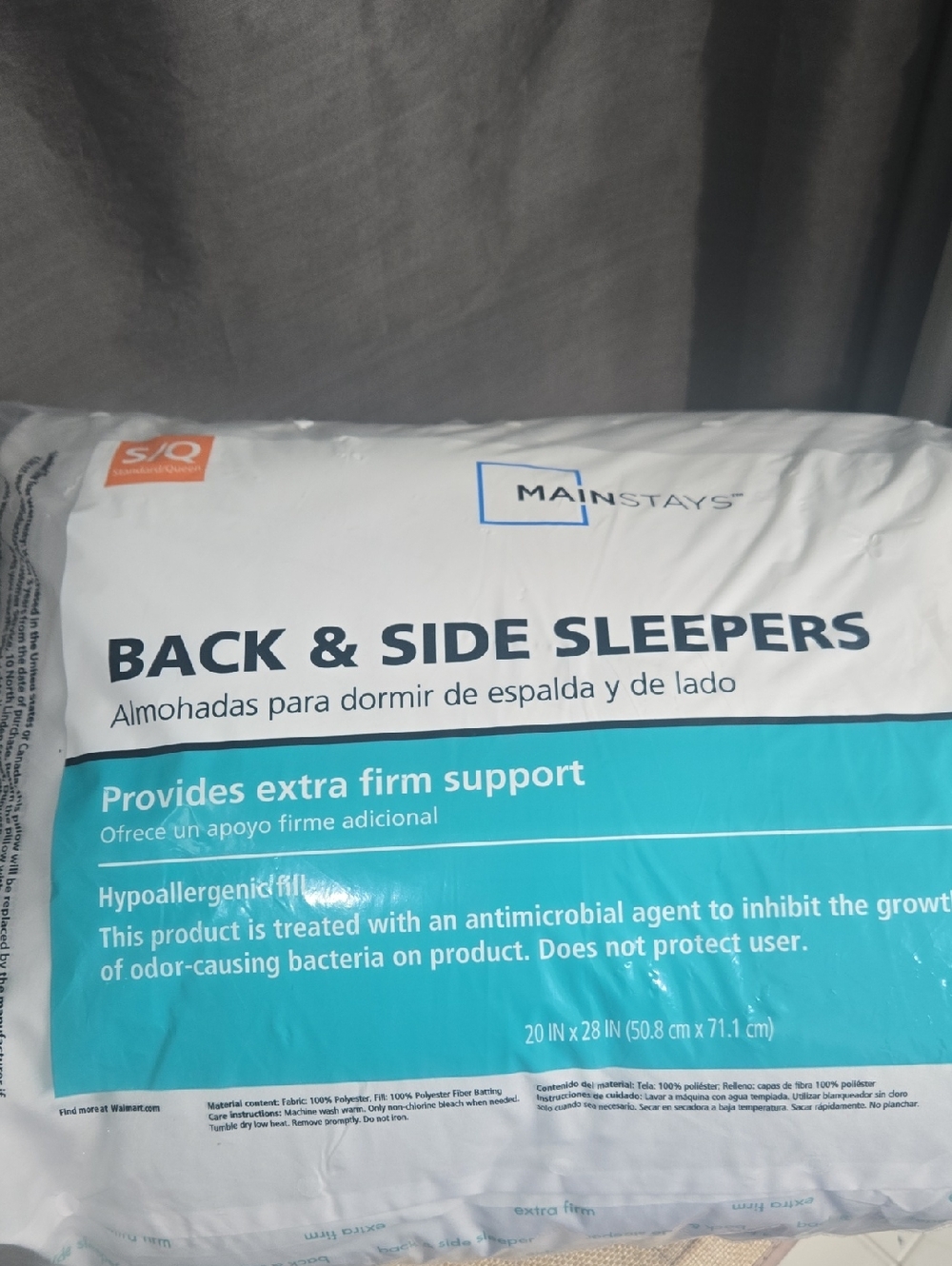 Mainstays Pillow with Teal Accent Panel - Extra Firm Support